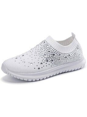 Stylish Women's Rhinestone Glitter Mesh Sport Sneakers for Dance & Fitness
